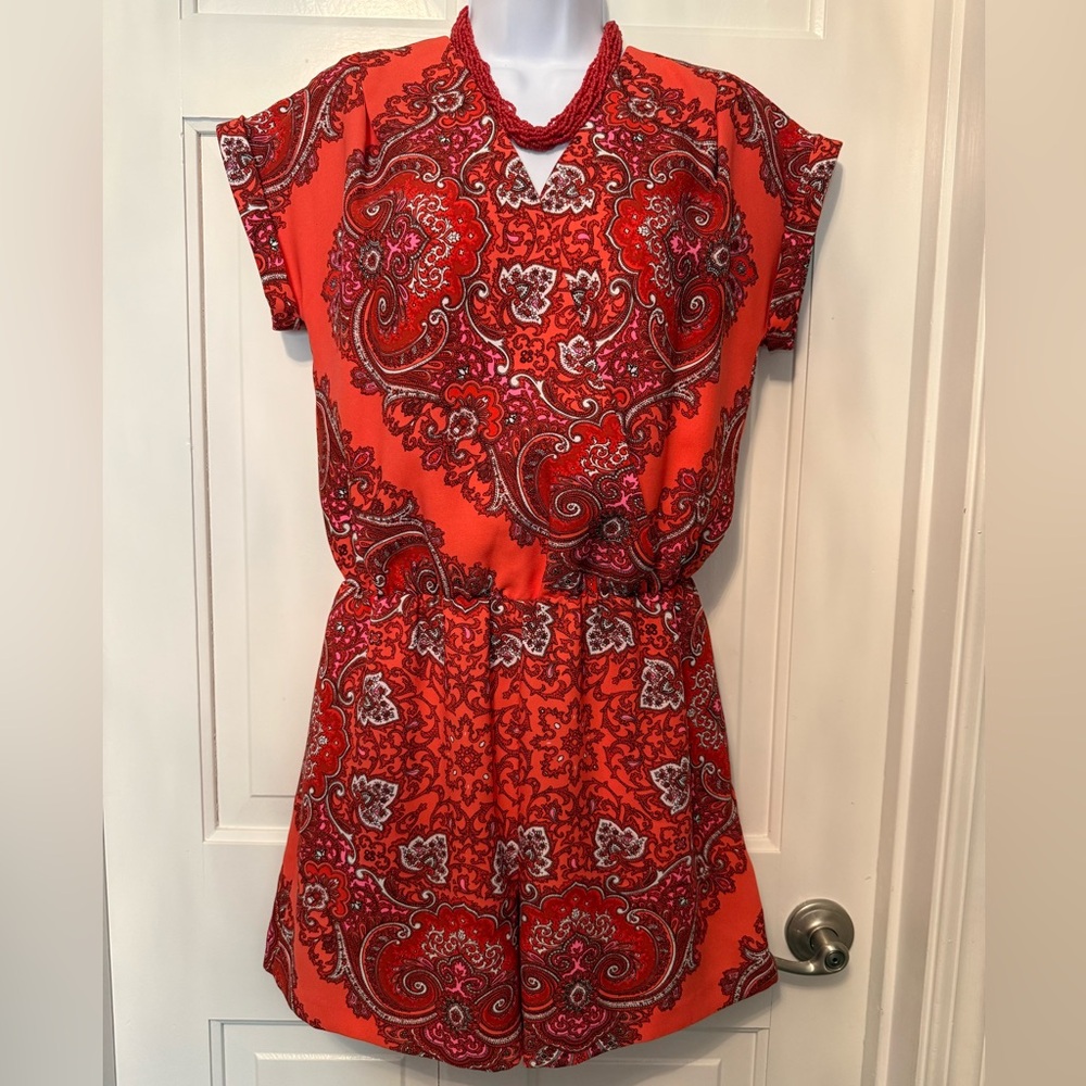 Banana Republic Red Paisley Romper Size 4 Boho Festival Summer